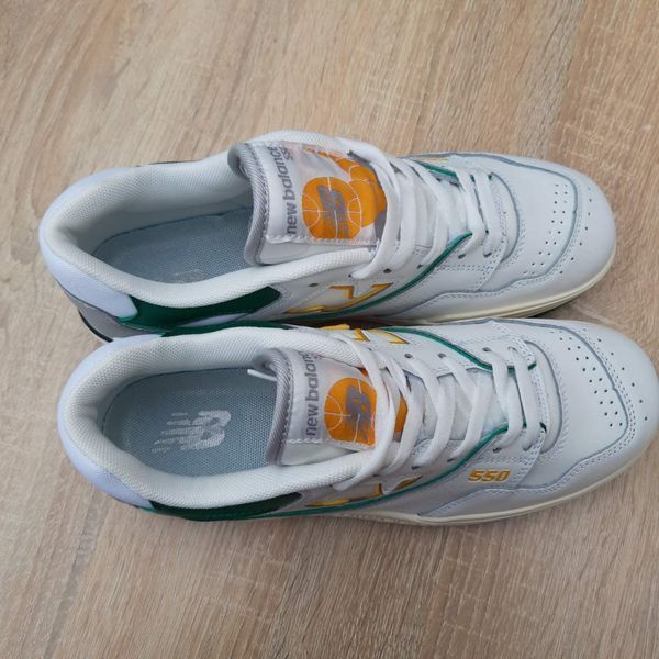 Чоловічі кросівки | New Balance 550 | білі з зеленим | шкіра/замша ODR NB10003-41 фото