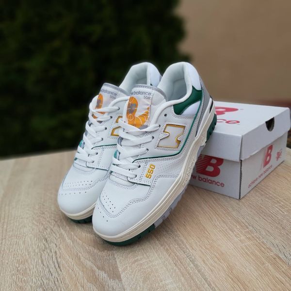 Чоловічі кросівки | New Balance 550 | білі з зеленим | шкіра/замша ODR NB10003-41 фото