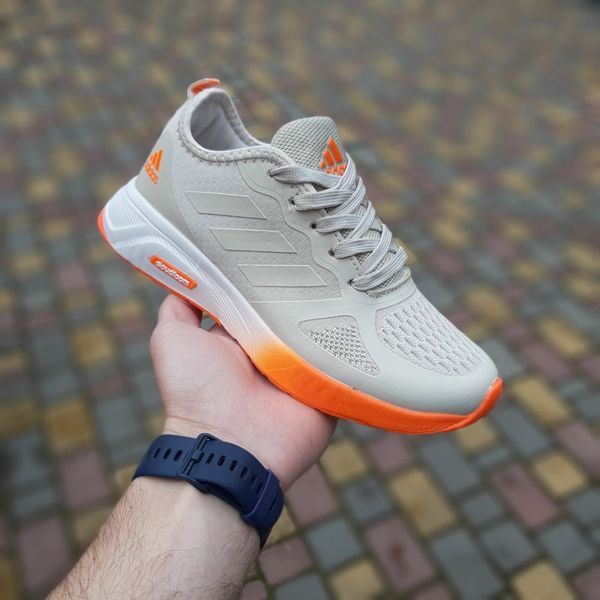 Жіночі кросівки | Adidas Cloudfoarm | світло-сірі з помаранчевим на білій | текстиль ODR AD20002-36 фото