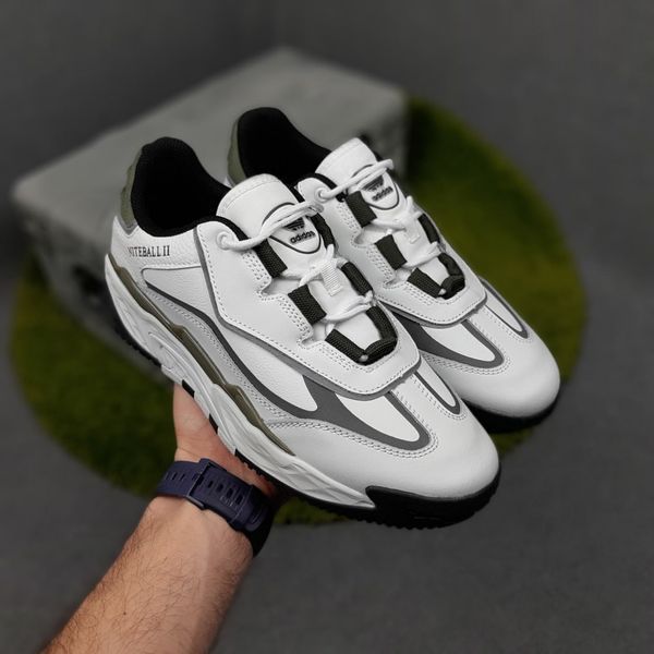 Чоловічі кросівки | Adidas Niteball II | білі/олива | шкіра ODR AD10108-41 фото
