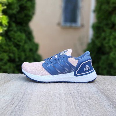 Жіночі кросівки | Adidas Ultra Boost 2020 | пудрові з синім на білій білим | текстиль | великомірні ODR AD20103-36 фото