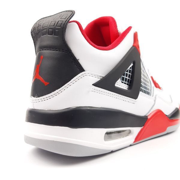 Чоловічі високі кросівки | Nike Air Jordan 4 | білі з чорним й червоним | шкіра ODR NJ10040-41 фото