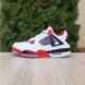 Чоловічі високі кросівки | Nike Air Jordan 4 | білі з чорним й червоним | шкіра ODR NJ10040-41 фото 1