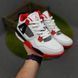 Чоловічі високі кросівки | Nike Air Jordan 4 | білі з чорним й червоним | шкіра ODR NJ10040-41 фото 8
