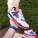 Чоловічі високі кросівки | Nike Air Jordan 4 | білі з чорним й червоним | шкіра ODR NJ10040-41 фото 5