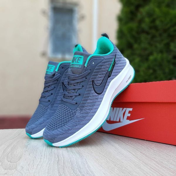 Жіночі кросівки | Nike Flyknit Lunar 3 | сірі з зеленим на білій | текстиль ODR NK20091-36 фото
