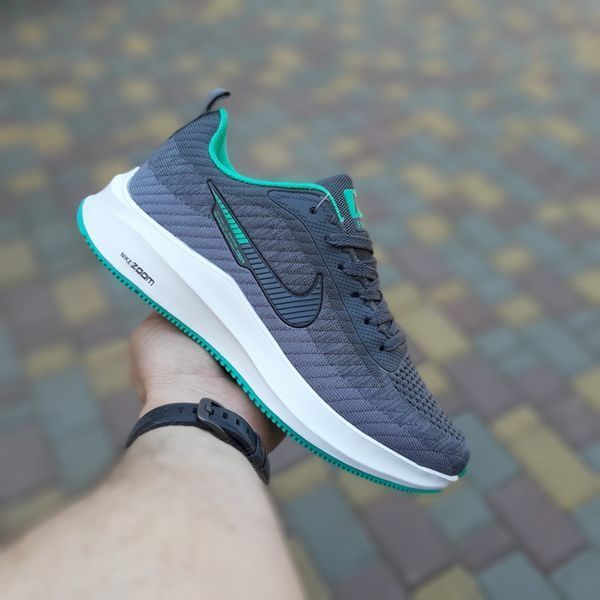 Жіночі кросівки | Nike Flyknit Lunar 3 | сірі з зеленим на білій | текстиль ODR NK20091-36 фото