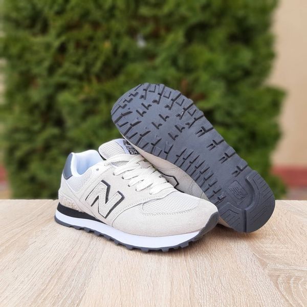 Чоловічі кросівки | New Balance 574 | світло-сірі з чорним | замша/сітка | маломірні ODR NB10097-42 фото