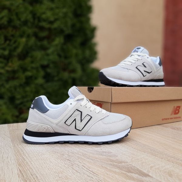 Чоловічі кросівки | New Balance 574 | світло-сірі з чорним | замша/сітка | маломірні ODR NB10097-42 фото