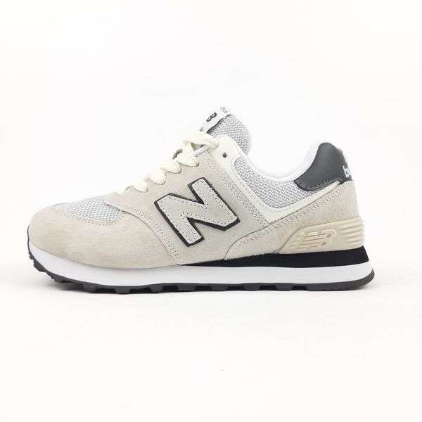 Чоловічі кросівки | New Balance 574 | світло-сірі з чорним | замша/сітка | маломірні ODR NB10097-42 фото