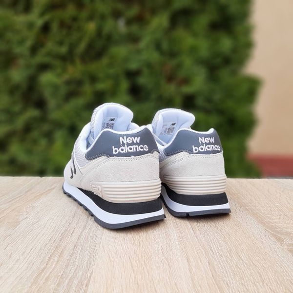 Чоловічі кросівки | New Balance 574 | світло-сірі з чорним | замша/сітка | маломірні ODR NB10097-42 фото