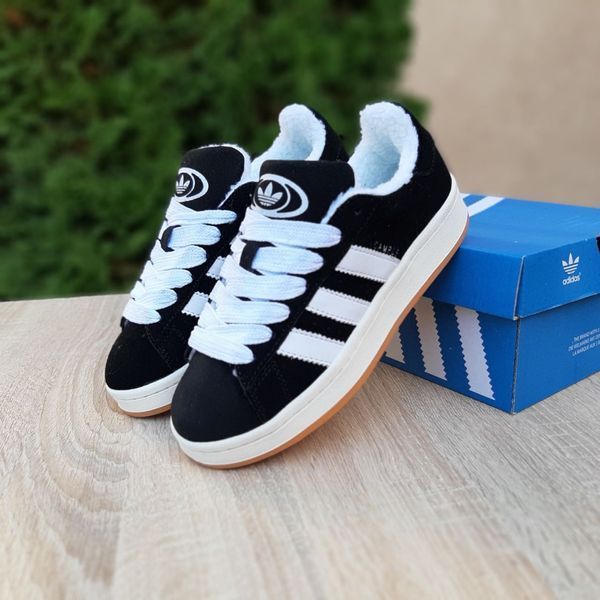 Жіночі зимові кросівки | Adidas Campus Winter | чорно-білі | замша | хутро ODRW AD20007-37 фото
