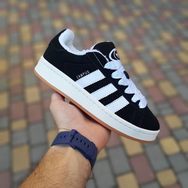 Жіночі зимові кросівки | Adidas Campus Winter | чорно-білі | замша | хутро ODRW AD20007-37 фото