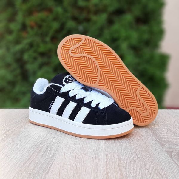 Жіночі зимові кросівки | Adidas Campus Winter | чорно-білі | замша | хутро ODRW AD20007-37 фото