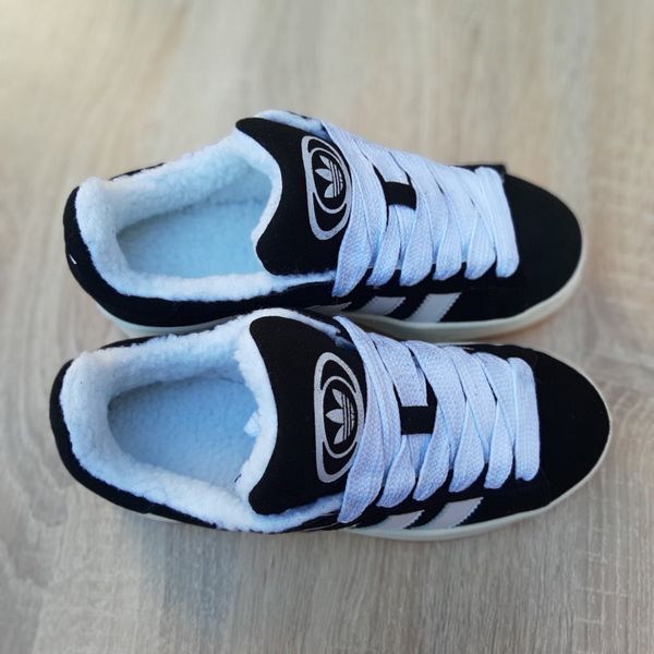 Жіночі зимові кросівки | Adidas Campus Winter | чорно-білі | замша | хутро ODRW AD20007-37 фото